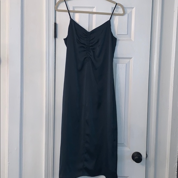 Express satin ruched from slip dress - Emerald - Picture 3 of 4